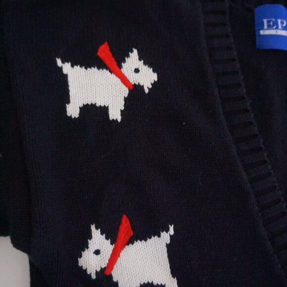 Vintage EP Pro Black Cotton Knit Scottie Dog Puppy Animal Print Cardigan S - Picture 9 of 10